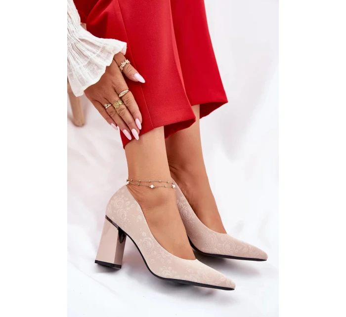 Elegantní dámské lodičky na širokém podpatku Vinceza – béžové Elegantní dámské lodičky na širokém podpatku Vinceza – béžové