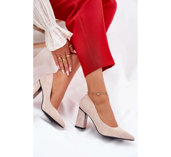 Elegantní dámské lodičky na širokém podpatku Vinceza – béžové Elegantní dámské lodičky na širokém podpatku Vinceza – béžové
