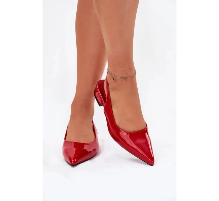 Dámské lakované baleríny na nízkém podpatku Testori – červené Dámské lakované baleríny na nízkém podpatku Testori – červené