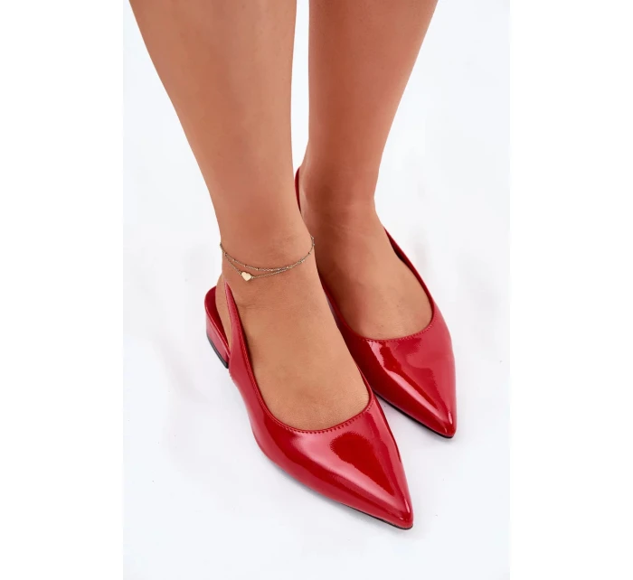 Dámské lakované baleríny na nízkém podpatku Testori – červené Dámské lakované baleríny na nízkém podpatku Testori – červené