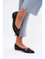 Dámské baleríny zdobené krystalky Valena – černé