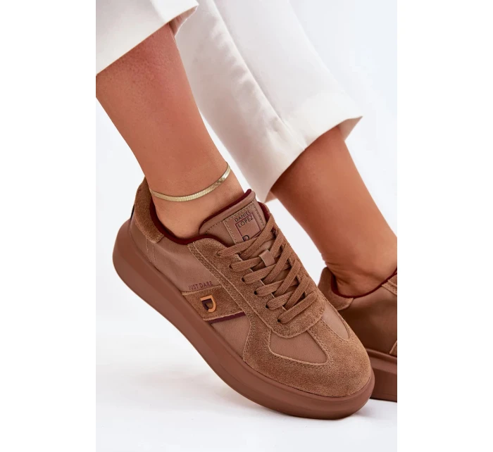 Dámske kožené tenisky na platforme Daniel Lopez Just Dare - hnedé Dámske kožené tenisky na platforme Daniel Lopez Just Dare - hnedé