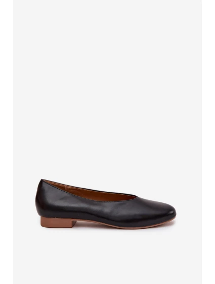 Dámské eko kožené baleríny na plochém podpatku Olyssia – černé