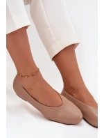 Dámské eko kožené baleríny na plochém podpatku Olyssia – béžové