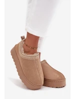 Dámske snehule Taliah s nízkou platformou a výšivkou - béžové Dámske snehule Taliah s nízkou platformou a výšivkou - béžové