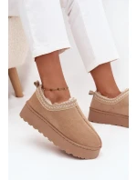 Dámske snehule Taliah s nízkou platformou a výšivkou - béžové Dámske snehule Taliah s nízkou platformou a výšivkou - béžové