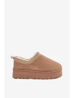 Dámske snehule Taliah s nízkou platformou a výšivkou - béžové Dámske snehule Taliah s nízkou platformou a výšivkou - béžové