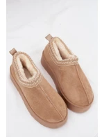 Dámske snehule Taliah s nízkou platformou a výšivkou - béžové Dámske snehule Taliah s nízkou platformou a výšivkou - béžové