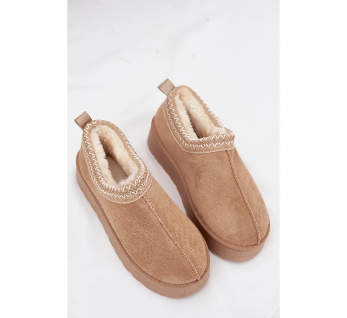 Dámske snehule Taliah s nízkou platformou a výšivkou - béžové Dámske snehule Taliah s nízkou platformou a výšivkou - béžové