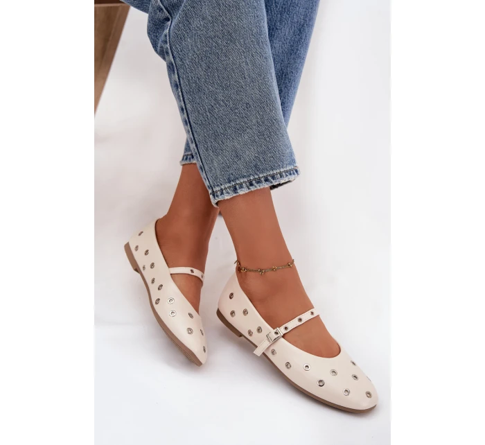 Dámské baleríny se stříbrnými prvky Marivon – béžové Dámské baleríny se stříbrnými prvky Marivon – béžové