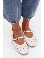 Dámske baleríny so striebornými prvkami Marivon - biele