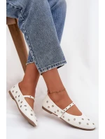 Dámske baleríny so striebornými prvkami Marivon - biele