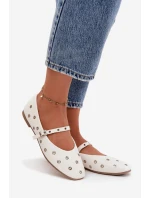Dámske baleríny so striebornými prvkami Marivon - biele