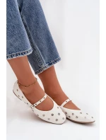 Dámske baleríny so striebornými prvkami Marivon - biele