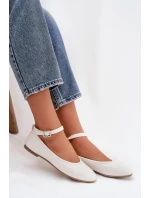 Dámske baleríny s opaskom a prackou Janelor - biele Dámske baleríny s opaskom a prackou Janelor - biele