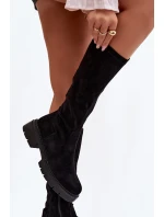 Dámske čižmy Oceana z eko-semišu - čierne