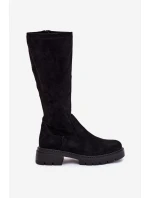 Dámske čižmy Oceana z eko-semišu - čierne