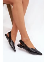 Dámske lakované baleríny s prackou Rinalle - čierne