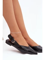 Dámske lakované baleríny s prackou Rinalle - čierne