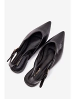 Dámske lakované baleríny s prackou Rinalle - čierne