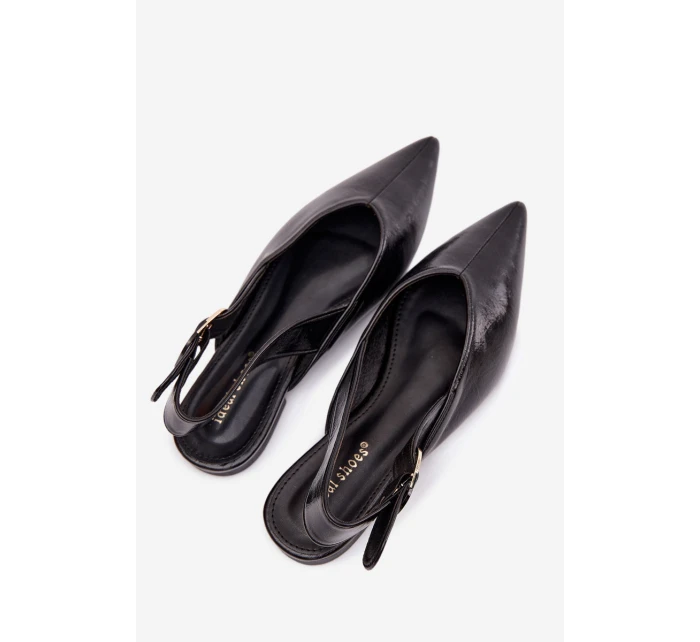 Dámske lakované baleríny s prackou Rinalle - čierne Dámske lakované baleríny s prackou Rinalle - čierne