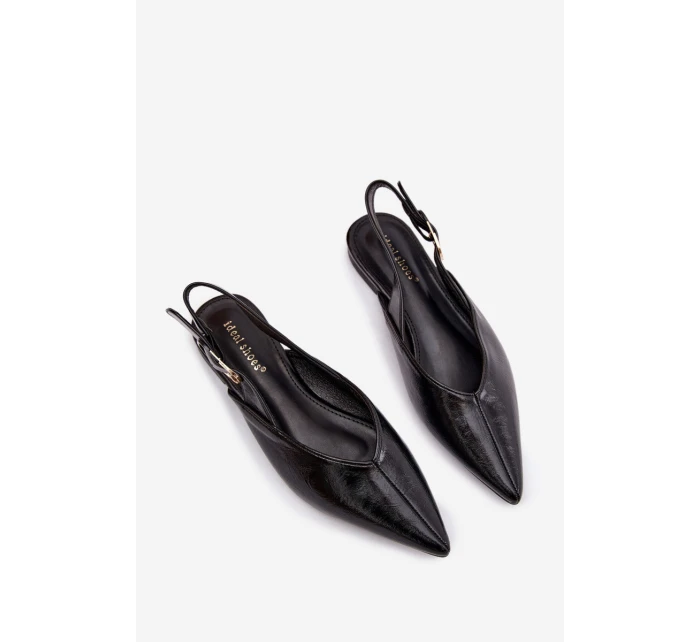 Dámske lakované baleríny s prackou Rinalle - čierne Dámske lakované baleríny s prackou Rinalle - čierne