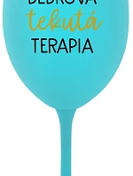 DEDKOVA TEKUTÁ TERAPIA - tyrkysový pohár na víno 350 ml
