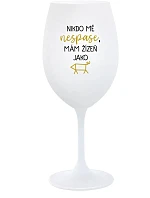 NIKDO MĚ NESPASE, MÁM ŽÍZEŇ JAKO PRASE - biely pohár na víno 350 ml