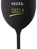 CEZ DEŇ DETI, VEČER DECI! - čierny pohár na víno 350 ml