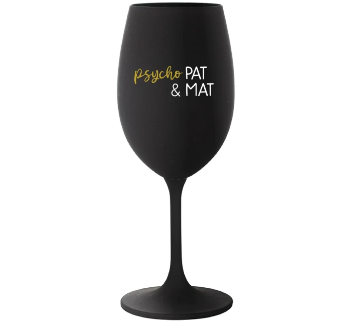 PSYCHO PAT&MAT - čierny pohár na víno 350 ml PSYCHO PAT&MAT - čierny pohár na víno 350 ml