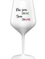NIE SOM ONLINE SOM ONWINE - biely nerozbitný pohár na víno 470 ml