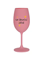 NA VÁNOČNÍ ÚKLID - růžová sklenice na víno 350 ml