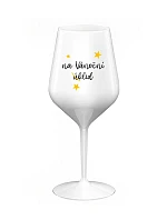 NA VÁNOČNÍ ÚKLID - bílá nerozbitná sklenice na víno 470 ml
