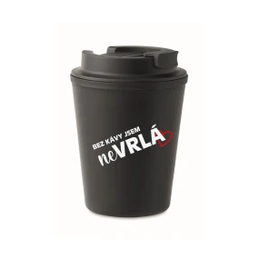 BEZ KÁVY JSEM NEVRLÁ - černý termohrnek 300 ml BEZ KÁVY JSEM NEVRLÁ - černý termohrnek 300 ml