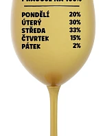 PRACUJI NA 100% - zlatá sklenice na víno 350 ml