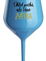 ÚKLID POČKÁ, ALE VÍNO ZVĚTRÁ - modrá nerozbitná sklenice na víno 470 ml