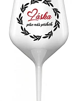 LÁSKA PÍŠE NÁŠ PŘÍBĚH - bílá nerozbitná sklenice na víno 470 ml
