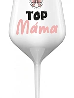 TOP MÁMA - bílá nerozbitná sklenice na víno 470 ml
