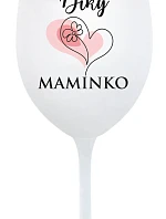 DÍKY MAMINKO - bílá sklenice na víno 350 ml