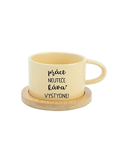 PRÁCE NEUTEČE, KÁVA VYSTYDNE! - žlutý hrníček makronka 200 ml