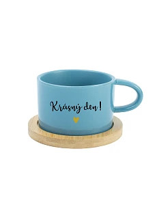KRÁSNÝ DEN! - modrý hrníček makronka 200 ml