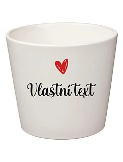Bílý keramický květináč s vlastním textem - velký