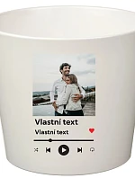 Bílý keramický květináč s vlastním odkazem na oblíbenou písničku - velký