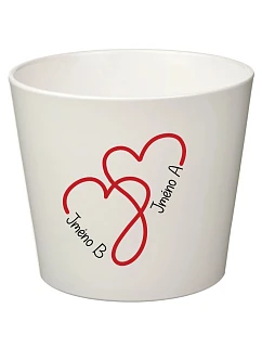 Bílý keramický květináč pro zamilované - malý