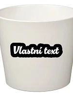 Bílý keramický květináč s vlastním textem s obrysem - velký