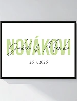 Personalizovaný magický fotoobraz v ráme - štvorec 30x40 - mená novomanželov