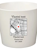 Personalizovaný keramický kvetináč s mapou – malý