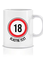 Personalizovaný klasický biely hrnček 300 ml – dopravná značka k narodeninám