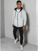 Pánská rozepínací základní mikina s kapucí světle šedá Dstreet model 21985891 - FashionStreet Pánská rozepínací základní mikina s kapucí světle šedá Dstreet model 21985891 - FashionStreet