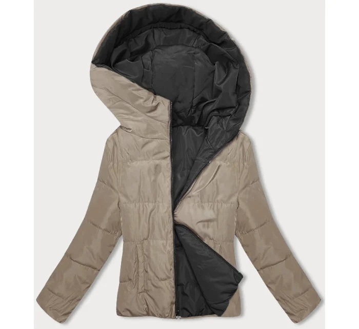Černobéžová oboustranná krátká bunda s kapucí model 18863099 - S'WEST